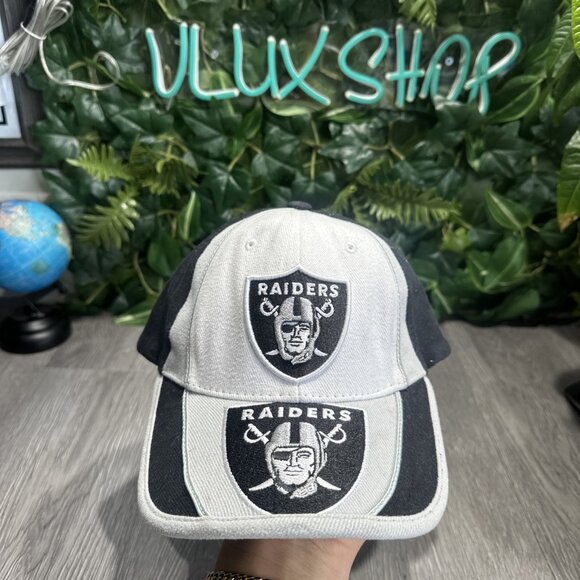 Vintage Oakland Raiders NFL Double Logo Strapback Adjustable Baseball Cap Hat